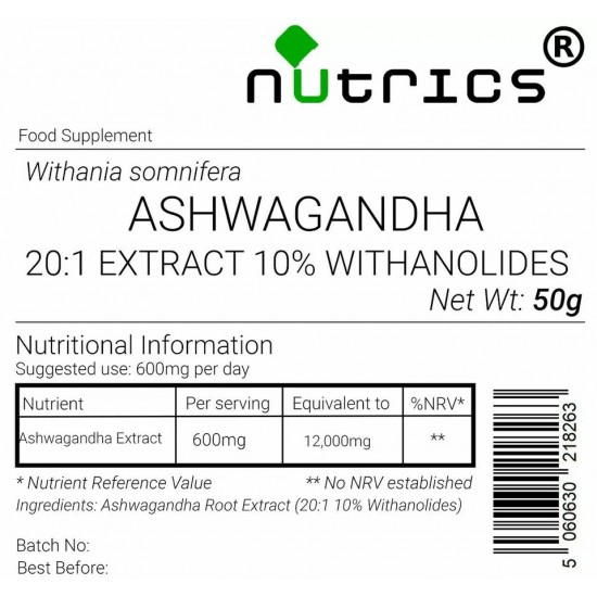 ASHWAGANDHA ROOT EXTRACT 20:1 Ratio Powder 