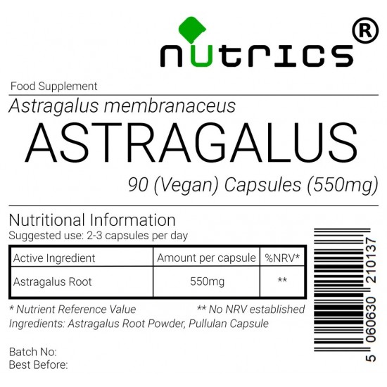 Astragalus Root 550mg V Capsules 