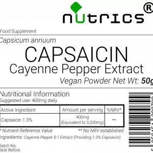 CAPSAICIN EXTRACT 8:1 CAPSICUM CAYENNE PEPPER V POWDER