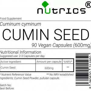 Cumin Seed 600mg PURE Vegan Capsules