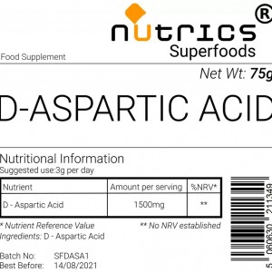 D ASPARTIC ACID Pharmaceutical Grade Vegan superfood Powder