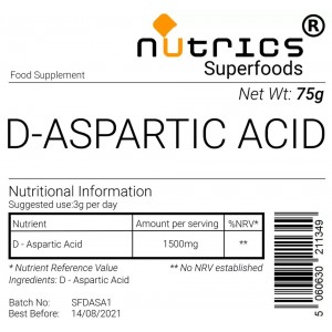 D ASPARTIC ACID Pharmaceutical Grade Vegan superfood Powder