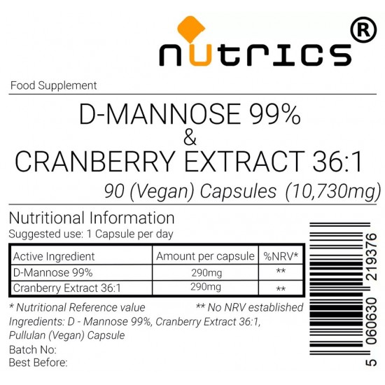 D Mannose and Cranberry Extract 10,730mg  V Capsules