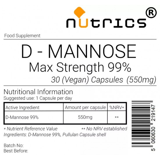 D Mannose Extract 550mg V Capsules