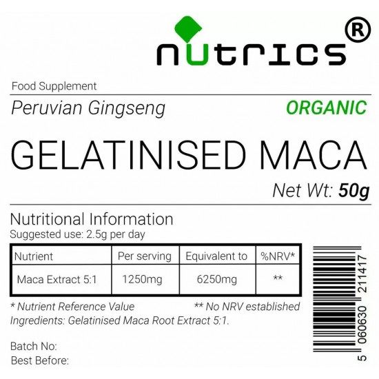 Gelatinised MACA ROOT EXTRACT Peruvian Ginseng Powder