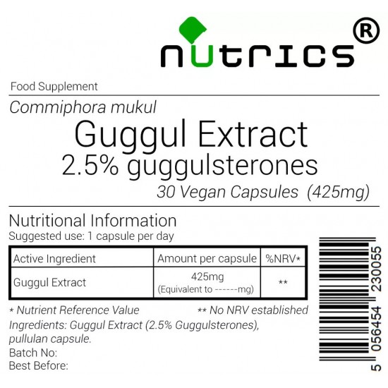 Guggul Capsule 425mg Extract 30 Vegan Capsule