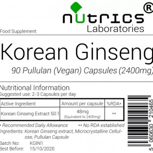 KOREAN GINSENG 2400mg 90 Vegan Capsules 