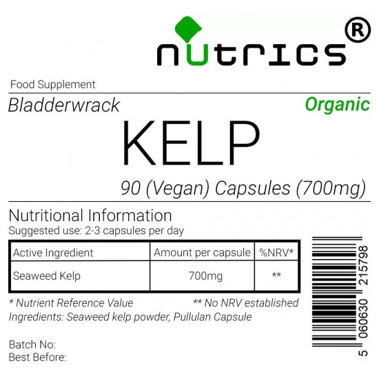 Kelp (Organic) Seaweed Bladderwrack 700mg V Capsules