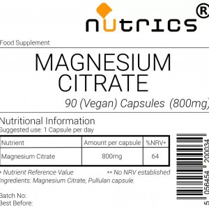 Magnesium Citrate 800mg Vegan Capsules   