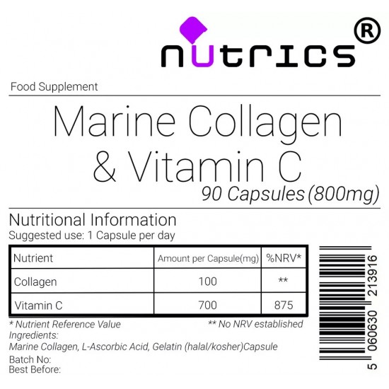 Marine Collagen & Vitamin C 800mg Capsules