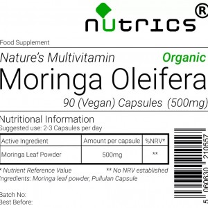 Moringa Oleifera Leaf (Organic) 500mg V Capsules