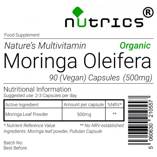 Moringa Oleifera Leaf (Organic) 500mg V Capsules