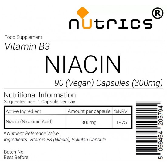 NIACIN Vitamin B3 300mg Vegan Capsules