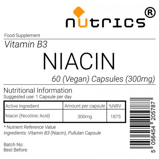 NIACIN Vitamin B3 300mg Vegan Capsules