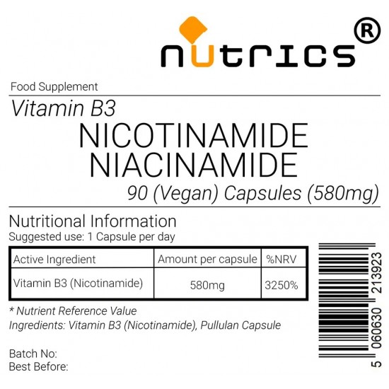 NICOTINAMIDE NIACINAMIDE Vitamin B3 Vegan Capsules 