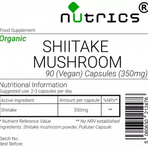 ORGANIC SHIITAKE MUSHROOM 350mg x 90 Vegan Capsules