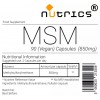 Organic Sulfur MSM Methylsulfonylmethane 850mg V Capsules