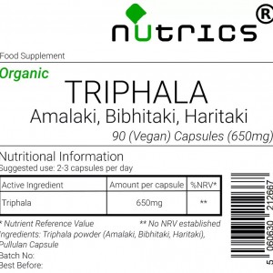 Organic Triphala  650mg V Capsules