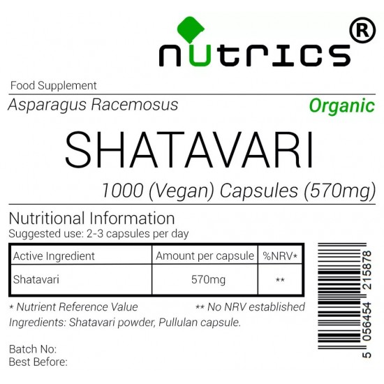 SHATAVARI ASPARAGUS 1000 Vegan 570mg Capsules