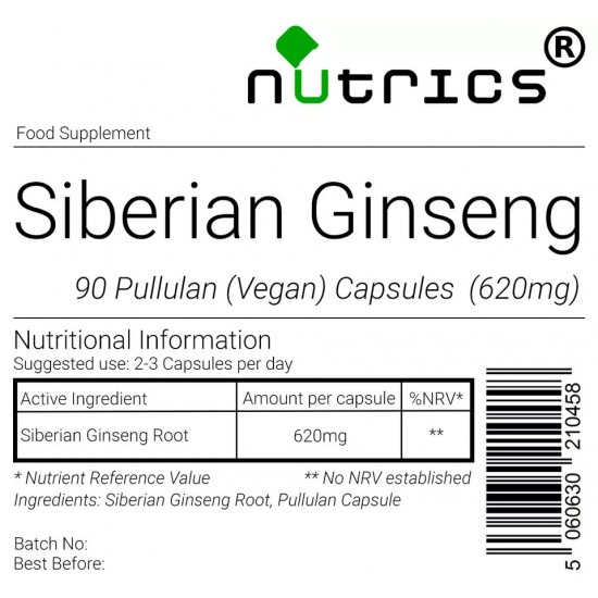 Siberian Ginseng Root 620mg V Capsules