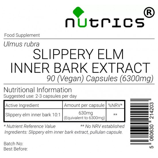 Slippery Elm Inner Bark Extract Capsules 630mg V Capsules