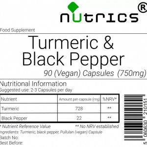 Turmeric and Black Pepper 750mg V Capsules 