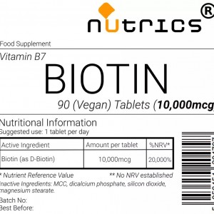 BIOTIN 10,000mcg 90 Vegan Tablets 