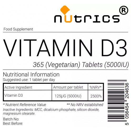 Vitamin D3 5,000iu Veg Tablets