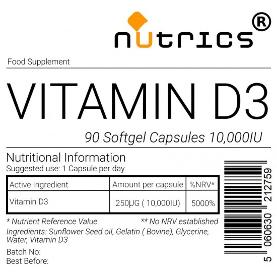 Vitamin D3 D-3 10,000iu Softgels Capsules 