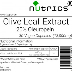 OLIVE LEAF 20:1 EXTRACT 13,000mg Vegan Capsules