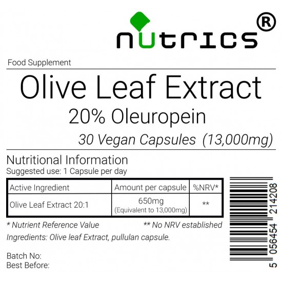 OLIVE LEAF 20:1 EXTRACT 13,000mg Vegan Capsules