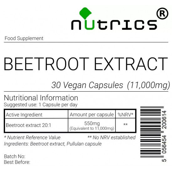 BEETROOT EXTRACT 20:1 11,000mg Vegan Capsules