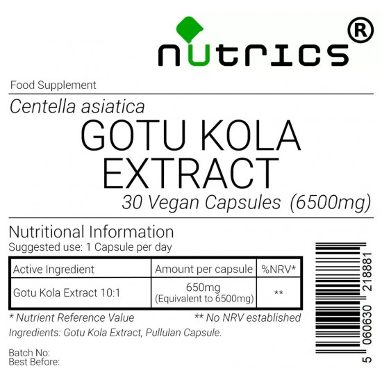 Gotu Kola Extract  6500mg V Capsules