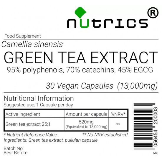 Green Tea Extract 13,00mg V Capsules