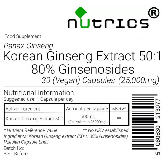 Korean Ginseng 25,000mg V Capsules 