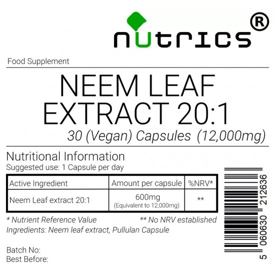 Neem Leaf Extract 12,000mg V Capsules