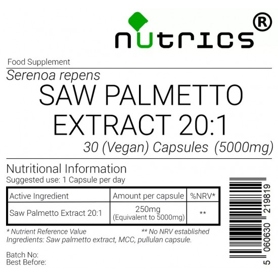 SAW PALMETTO EXTRACT 5000mg  Vegan Capsules