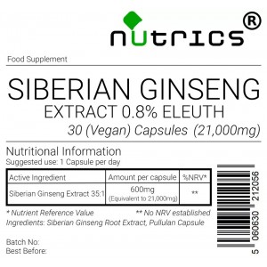 Siberian Ginseng Extract 21,000mg V Capsules