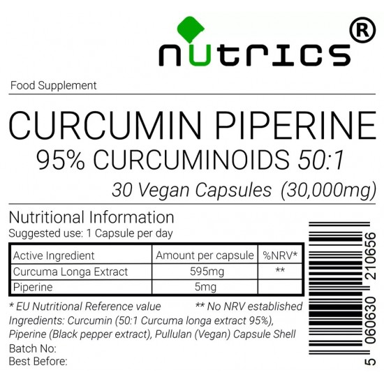 TURMERIC CURCUMIN and PIPERINE 30,000mg V Capsules