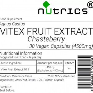 VITEX Fruit 10:1 Extract 4500mg Vegan Capsules 