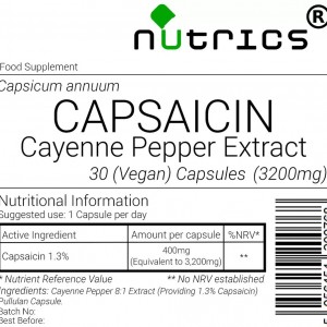 Capsaicin Capsicum Extract Cayenne Pepper 3200mg Capsules 