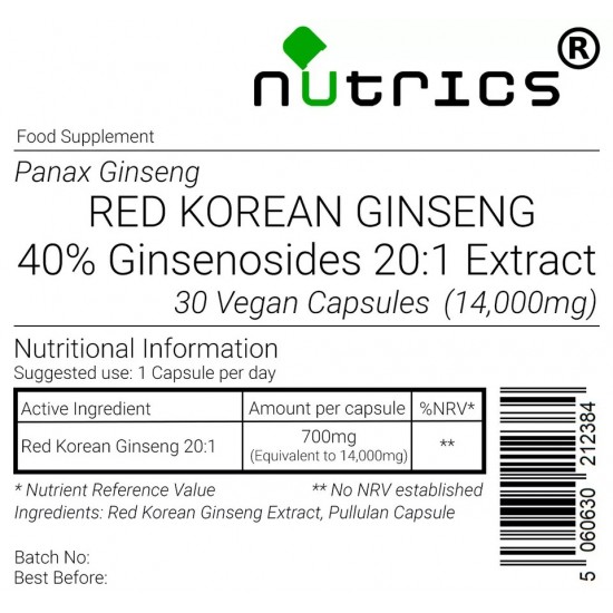 Red Korean Ginseng  Extract 14,000mg V Capsules