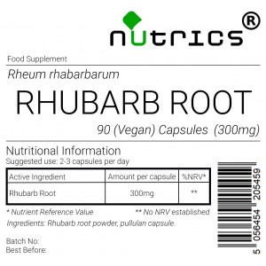 RHUBARB ROOT 300mg x 90 Vegan Capsules 100% Pure Rheum rhabarbarum