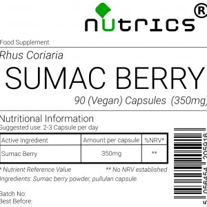 SUMAC BERRY 350mg x 90 Vegan Capsules 100% Pure