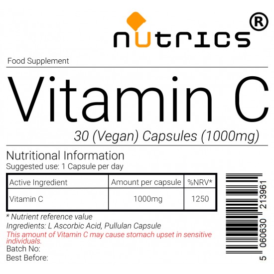 VITAMIN C 1000mg Vegan Capsules Immune Boost