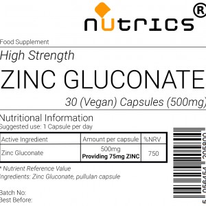 Zinc Gluconate 500mg Providing 75mg Elemenal Zinc 