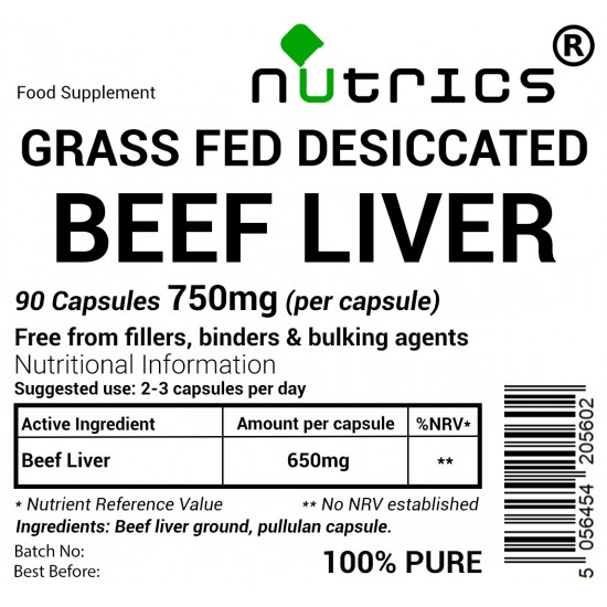 Desiccated Beef Liver 750mg V capsules