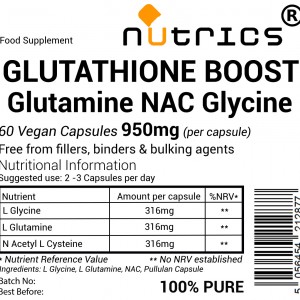 Glutathione Boost NAC Glutamine Glycine 950mg V Capsules    