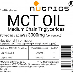 MCT OIL Caprylic Acid Caprice Acid 3000mg Vegan Capsules 
