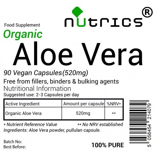Aloe Vera (Organic) 520mg V Capsules Aloe Vera (Organic) 520mg V Capsules